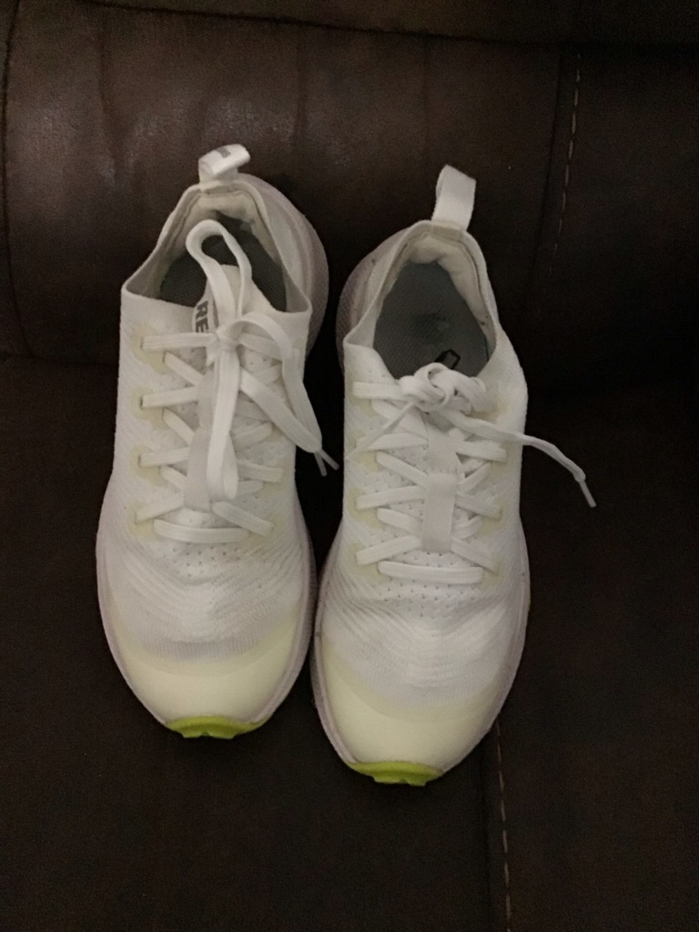 REI White Sneakers with Lime Accents